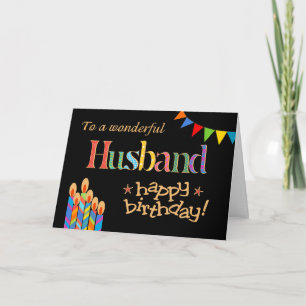 Birthday Card for Husband, Bunting and Candles Feiertagskarte