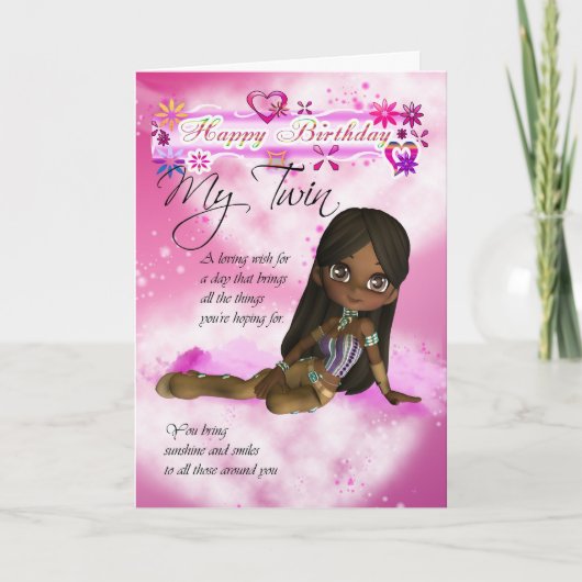 Birthday card for My Twin, Moonies Cutie Pie klebt Karte (Vorderseite)