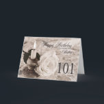 Birthday card for sister,101.  The candle and rose Karte<br><div class="desc">An antique look card featuring a candle and a rose lying on satin and lace. A birthday card for a sister.</div>