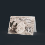 Birthday card for sister,40.  The candle and rose Karte<br><div class="desc">An antique look card featuring a candle and a rose lying on satin and lace. A birthday card for a sister.</div>