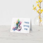 Birthday Card für Navy und Rosa MTB Karte (Gelbe Blume)