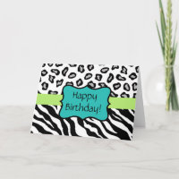 Birthday Card für Schwarz/Weiß-Zebra und Leopard-S