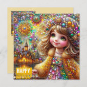 BIRTHDAY CARD ~ Gems and Fireworks ~ Young Girl ~ (Vorne/Hinten)