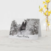 Birthday Card German Shepherd Dog in snow Karte (Gelbe Blume)