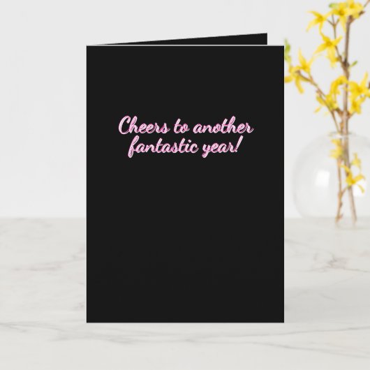 Birthday card in black and pink karte (Gelbe Blume)