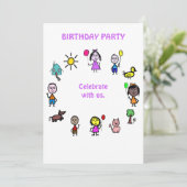 Birthday Card Invitation Kids Einladung (Stehend Vorderseite)