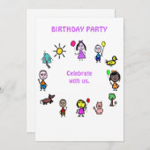 Birthday Card Invitation Kids Einladung (Vorne/Hinten)