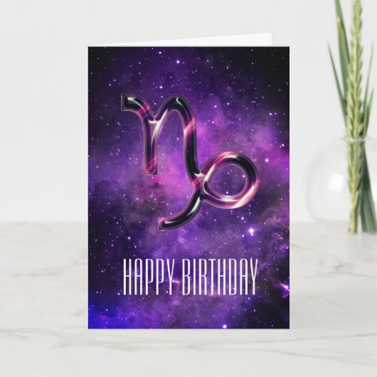 Birthday Card lila Space Capricorn Karte (Vorderseite)