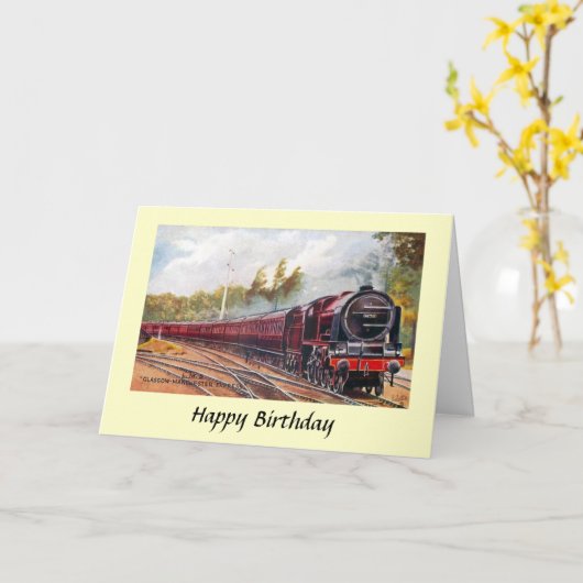 Birthday Card - LMS Glasgow - Manchester Express Karte (Gelbe Blume)