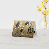 Birthday Card love Music Gold Karte (Gelbe Blume)