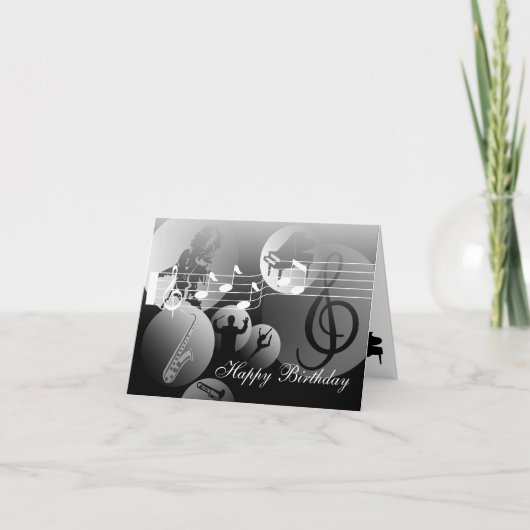 Birthday Card love Music Grey Karte (Vorderseite)