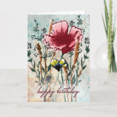 Birthday Card: Mixed Media Wildflower  Karte (Vorderseite)