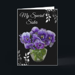 Birthday Card-My Special Sister Card Karte<br><div class="desc">Birthday card shown with a pretty purple pansies photo print. 
Size 5" x 7"
Customize this card or buy as is. Card has a special message inside.</div>