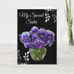 Birthday Card-My Special Sister Card Karte<br><div class="desc">Birthday card shown with a pretty purple pansies photo print. 
Size 5" x 7"
Customize this card or buy as is. Card has a special message inside.</div>