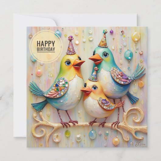 BIRTHDAY CARD ~ Niedliche Vögel ~ (Vorderseite)