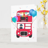 Birthday Card - Personalised Big Red Bus Karte (Gelbe Blume)