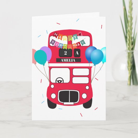Birthday Card - Personalized Big Red Bus No Driver Karte (Vorderseite)