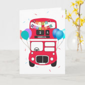 Birthday Card - Personalized Big Red Bus No Driver Karte (Gelbe Blume)