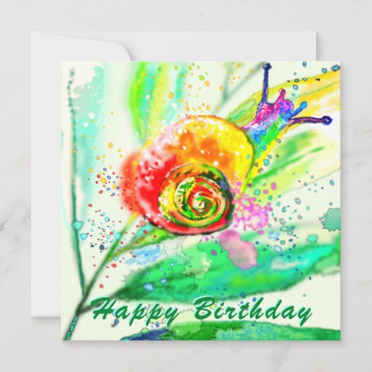 Birthday Card Rainbow Snail - Malerei Karte (Vorderseite)