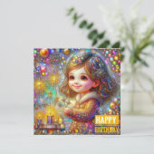 BIRTHDAY CARD ~ Retro Girl Lights' Display ~ (Stehend Vorderseite)