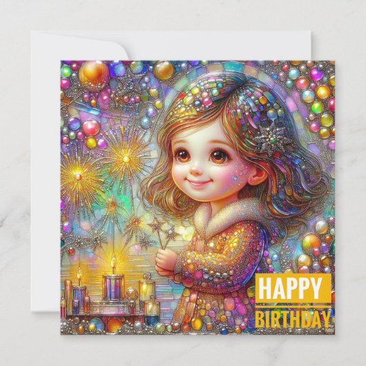 BIRTHDAY CARD ~ Retro Girl Lights' Display ~ (Vorderseite)