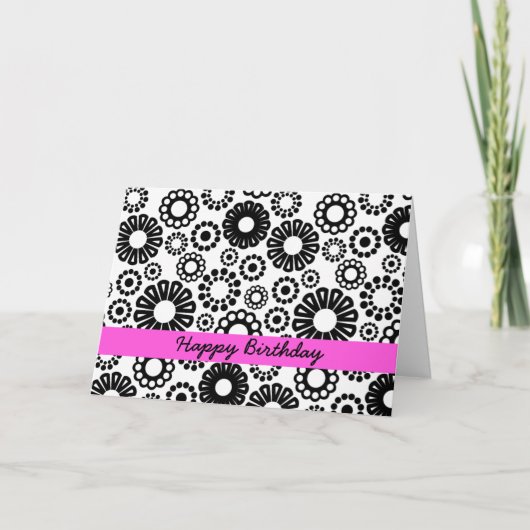 Birthday Card Schwarz/Weiß Karte (Vorderseite)