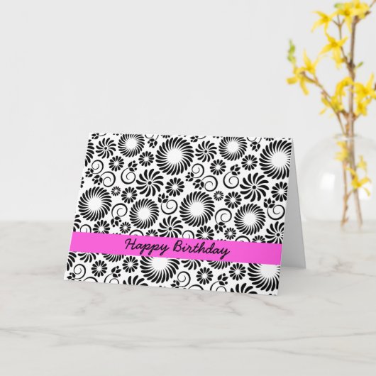 Birthday Card Schwarz/Weiß Karte (Gelbe Blume)