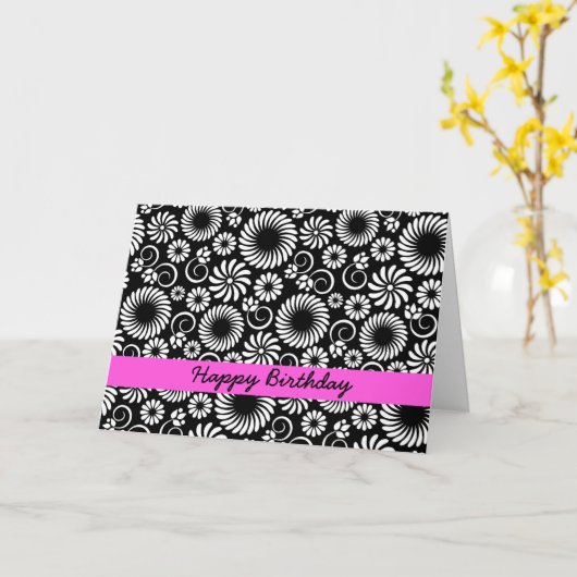 Birthday Card Schwarz/Weiß Karte (Gelbe Blume)