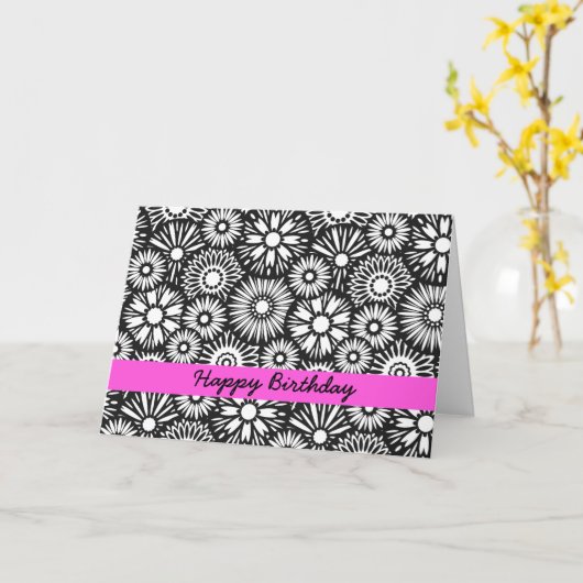Birthday Card Schwarz/Weiß Karte (Gelbe Blume)