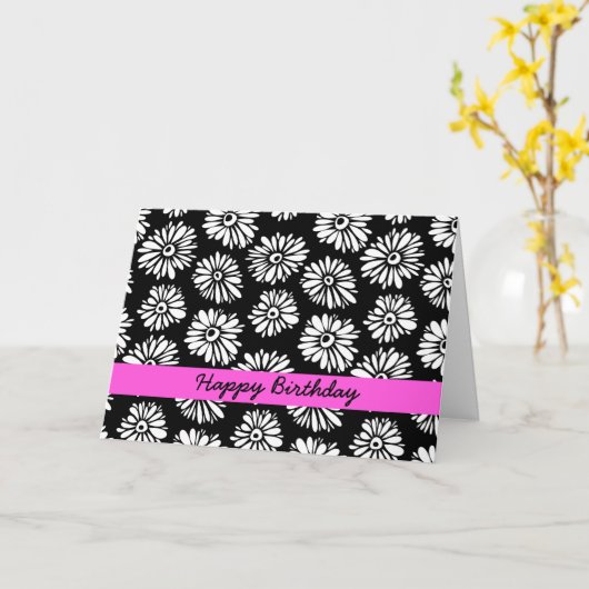 Birthday Card Schwarz/Weiß Karte (Gelbe Blume)