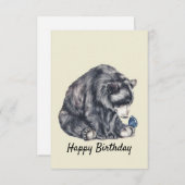 Birthday Card: Schwarzer Bär und Schmetterling (Vorne/Hinten)