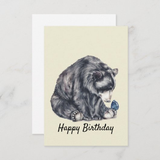 Birthday Card: Schwarzer Bär und Schmetterling (Vorne/Hinten)