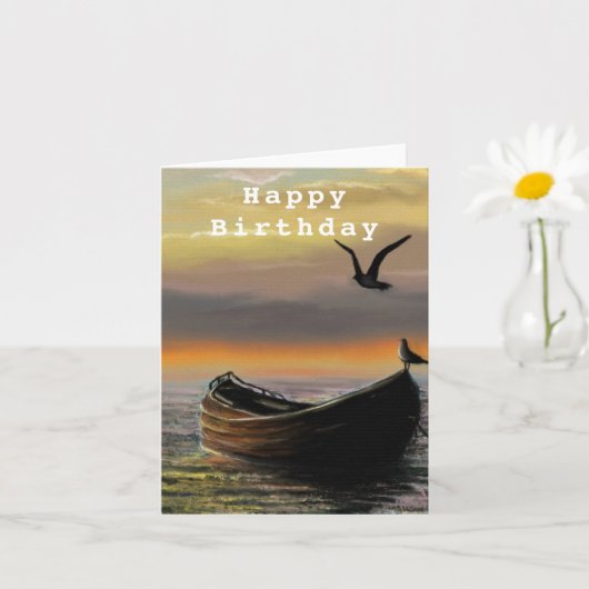 Birthday Card Sea Sunset Boat - Ruhe Karte (Kleine Pflanze)