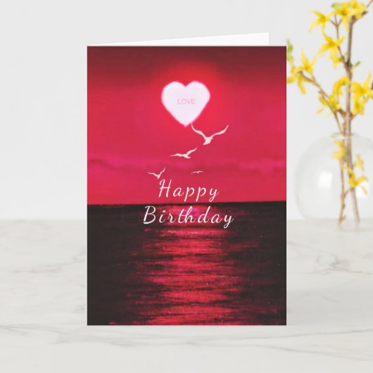 Birthday Card Sea Sunset Liebe Romantisch Karte (Gelbe Blume)