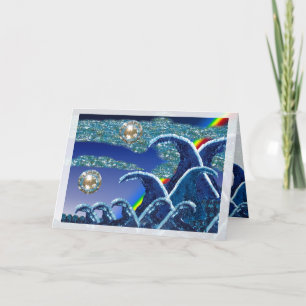 Birthday Card Sequin Waves   Seascape Karte