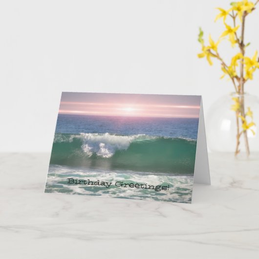 Birthday Card Sunset Ocean Wave Karte (Gelbe Blume)