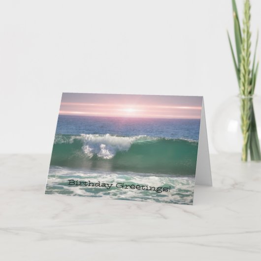 Birthday Card Sunset Ocean Wave Karte (Vorderseite)