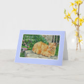 Birthday Card, Swedish Greeting, Ginger Cat Karte (Gelbe Blume)