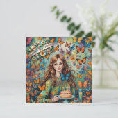 BIRTHDAY CARD ~ Teenager mit Geburtstagstorte ~ (Stehend Vorderseite)