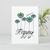Birthday Card w Green Flower Balloons and Name Karte (Stehend Vorderseite)
