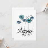 Birthday Card w L. Blue Flower Balloons and Name Karte (Vorderseite/Rückseite Beispiel)