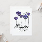 Birthday Card w Purple Flower Balloons and Name Karte (Vorderseite/Rückseite Beispiel)