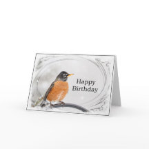 Birthday Card with a Robin