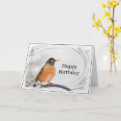 Birthday Card with a Robin Karte (Gelbe Blume)