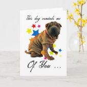 Birthday Card With Cute Shar Pei - Humorous Card Karte (Gelbe Blume)