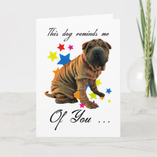 Birthday Card With Cute Shar Pei - Humorous Card Karte