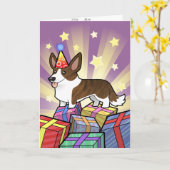 Birthday Cardigan Welsh Corgi Karte (Gelbe Blume)