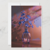 birthday cards blue modern flowers pink watercolor (Rückseite)