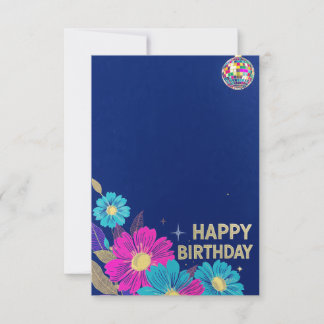 birthday cards blue modern flowers retro karte