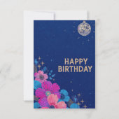 birthday cards blue modern flowers retro karte (Rückseite)